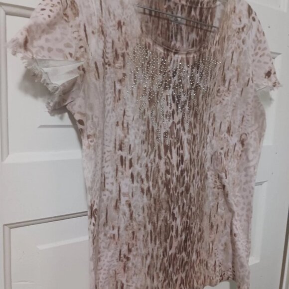 Zenergy by Chicos Womans Medium Fringe Detail Blouse with Rhinestones - Picture 4 of 5